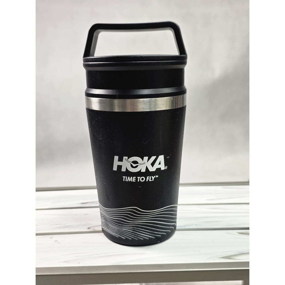 HOKA Fly Human Fly 7" Stainless Steel 8oz Insulated Cup Tumbler Black Silver